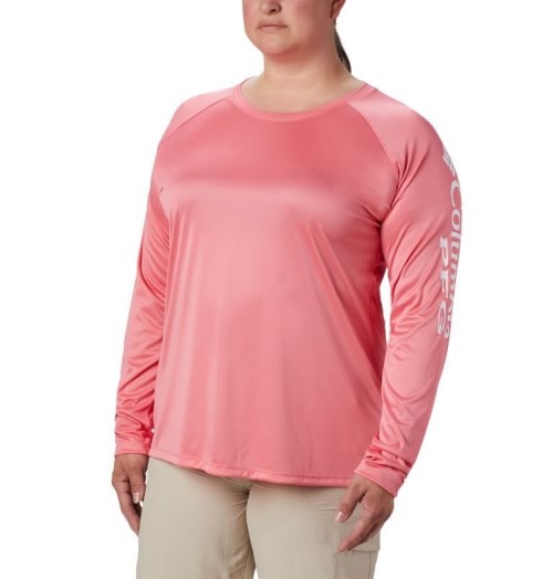 Women's Columbia PFG Tidal Tee II Long Sleeve Sweatshirts Pink | Plus Size CA-E6834